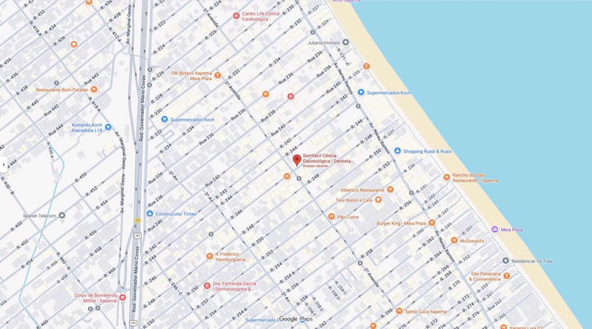 Mapa da Meia Praia com a localização da Sorrifácil